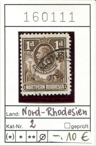 Rhodésie du Nord 1925 - Michel 2 - Yvert ? - oo oblit.