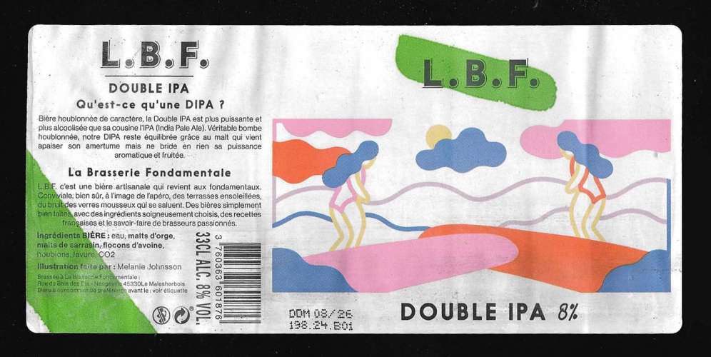 Etiquette Bière L.B.F double IPA - Alc 8%