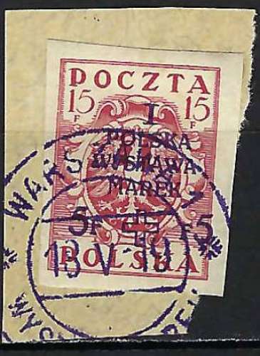 Pologne - 1919 - Y & T n° 198 - O. (sur fragment)