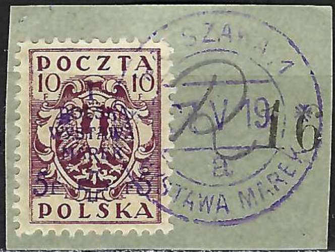 Pologne - 1919 - Y & T n° 202 - O. (sur fragment)