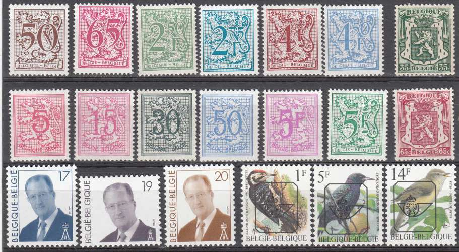 Belgique  petit lot de 21 timbres N**