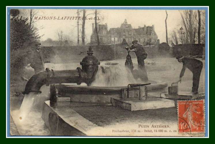 CPA Maisons Laffitte (78) Puits Artésien voy 1914 belle animation 