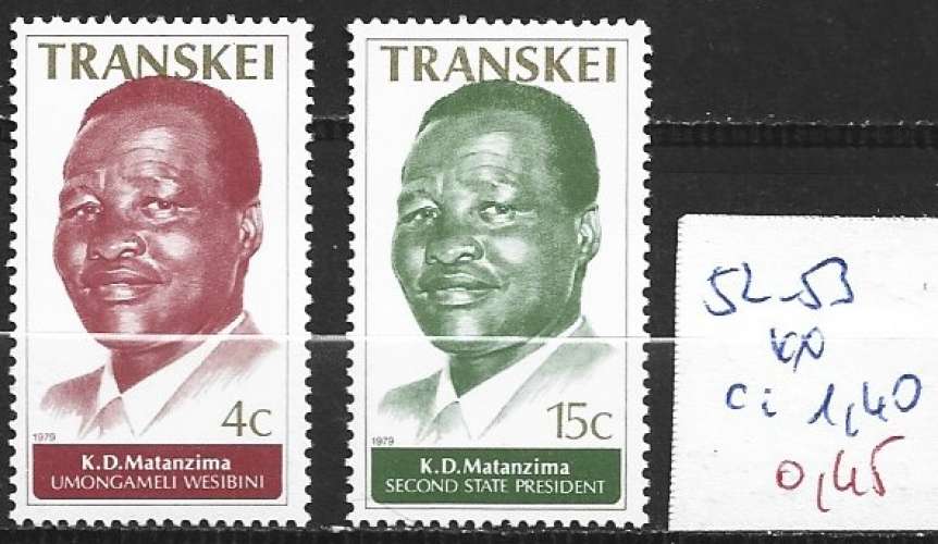 TRANSKEI 52-53 ** côte 1.40 € 