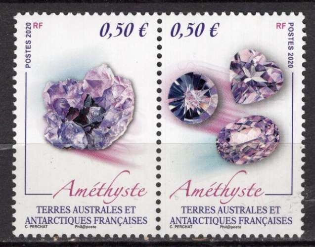 FRANCE TAAF 2020 MINERAUX L'AMETHYSTE LA PAIRE NEUF**