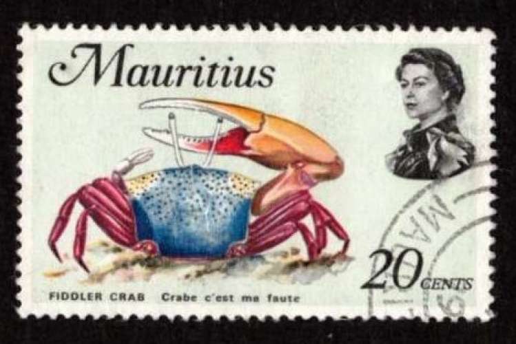 Maurice 1969 Y&T  335 (o) crabe  Elisabeth II polychrome