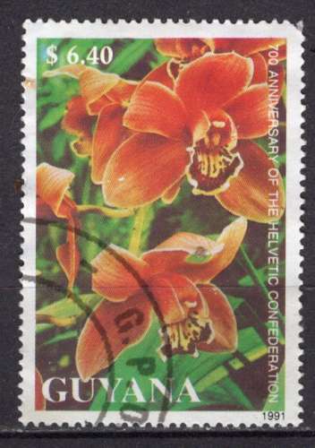 GUYANA 1991 LES FLEURS LES ORCHIDEES  OBLITERE