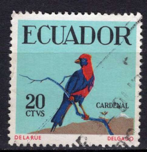 EQUATEUR 1958 LES OISEAUX LE CARDINAL OBLITERE