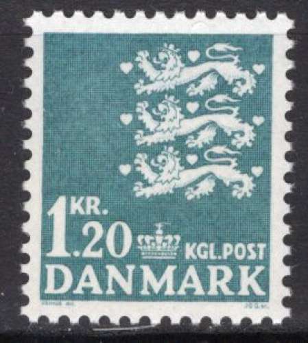 DANEMARK 1971 SERIE COURANTE 1.20 BLEU-GRIS NEUF**