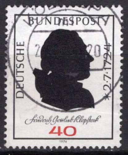 ALLEMAGNE FEDERALE 1974  LE POETE F. G. KLOPSTOCK OBLITERE