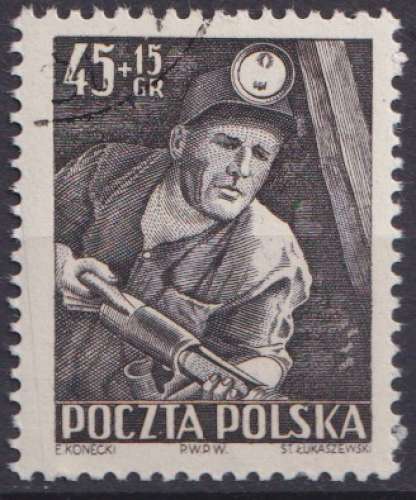 Pologne 1952 Y&T 687 oblitéré - Journée des mineurs 