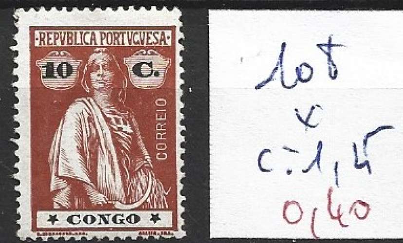 CONGO PORTUGAIS 108 * côte 1.25 €