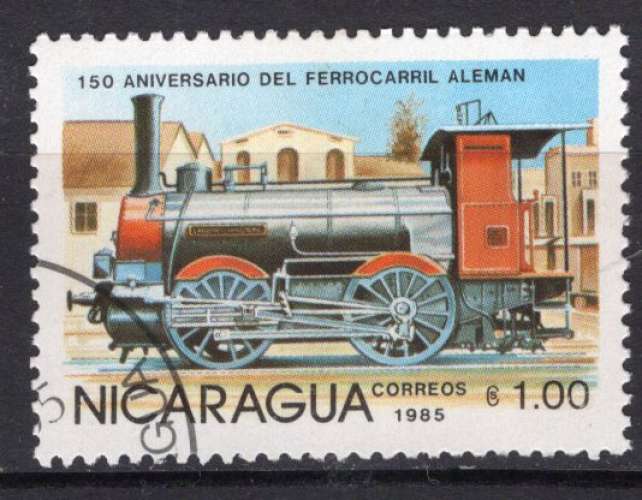 NICARAGUA 1985 LES LOCOMOTIVES A VAPEUR ANCIENNE  OBLITERE