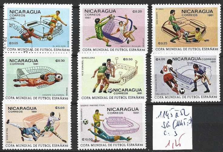 NICARAGUA 1145 à 1152 sans gomme ( 1145 oblitéré ) côte 5 €