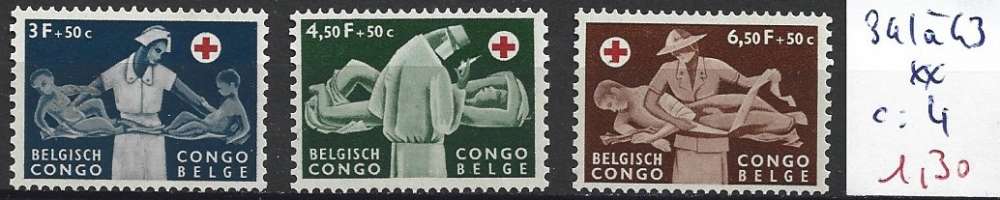 CONGO BELGE 341 à 343 ** côte 4 €