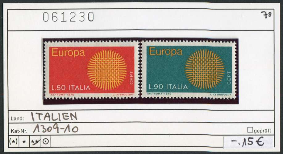 Italie 1970 - Michel 1309-1310 - ** neuf mnh - 