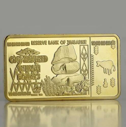 Lingot NEUF plaqué Or - Zimbabwe One Hundred Trillion Dollars