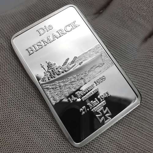 Lingot NEUF plaqué Argent - WW2 Marine Allemande Le Bismarck 1941