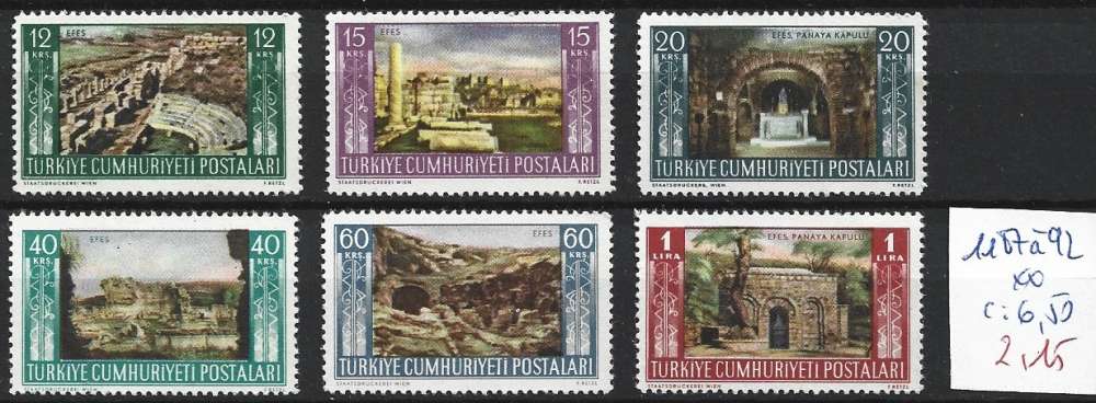 TURQUIE 1187 à 1192 ** côte 6.50 € 