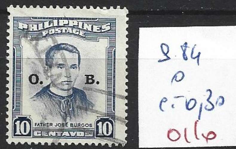 PHILIPPINES SERVICE 84 oblitéré côte 0.30 € 