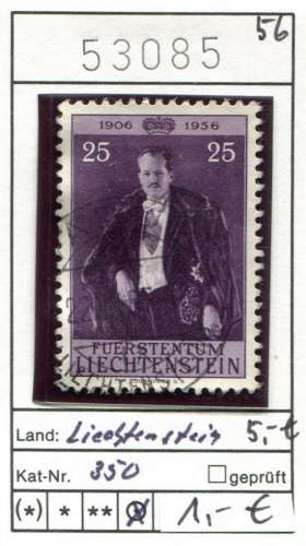 Liechtenstein 1956  - Michel 350 - oo oblit. - 