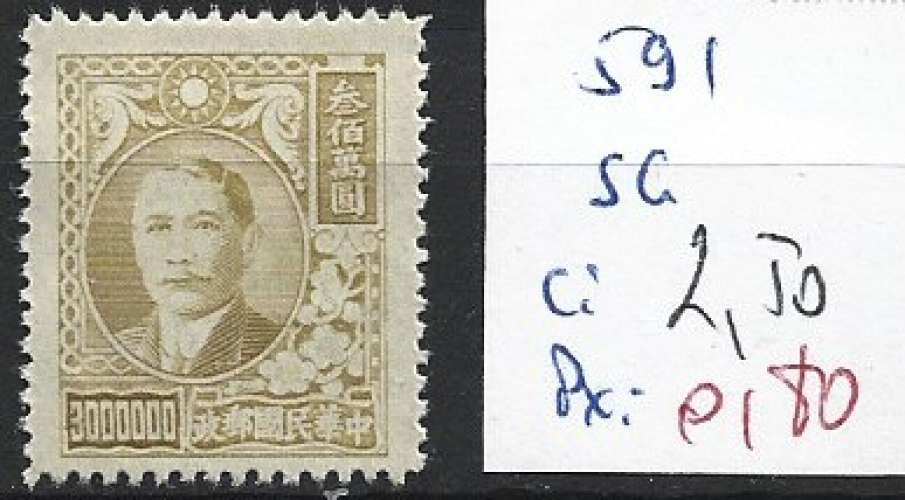 CHINE 591 SANS GOMME **  côte 2.50 €