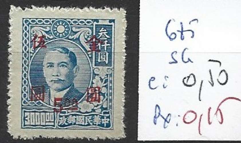 CHINE 685 sans gomme * côte 0.50 €