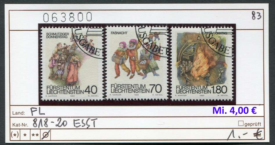 Liechtenstein 1983  - Michel 818-820 - oo oblit. - 