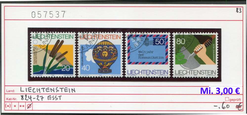 Liechtenstein 1983  - Michel 824-827 - oo oblit. - 