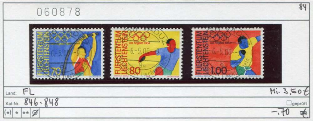 Liechtenstein 1984  - Michel 846-848 - oo oblit. - 