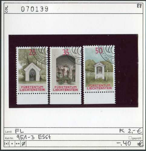 Liechtenstein 1988  - Michel 951-953 - oo oblit. - 