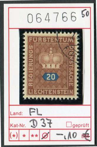 Liechtenstein 1950  - Michel Dienst / Service 37 - oo oblit. - 