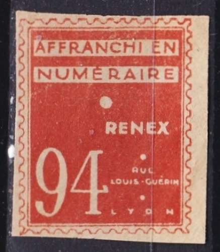 France - Affranchi en numéraire - Maison Renex Lyon - Y& T N° 