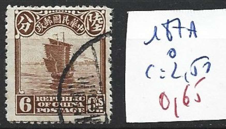 CHINE 187A oblitéré côte 2.50 €