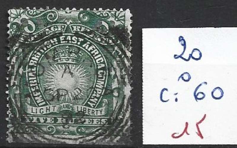 AFRIQUE ORIENTALE BRITANNIQUE 20 oblitéré côte 60 €