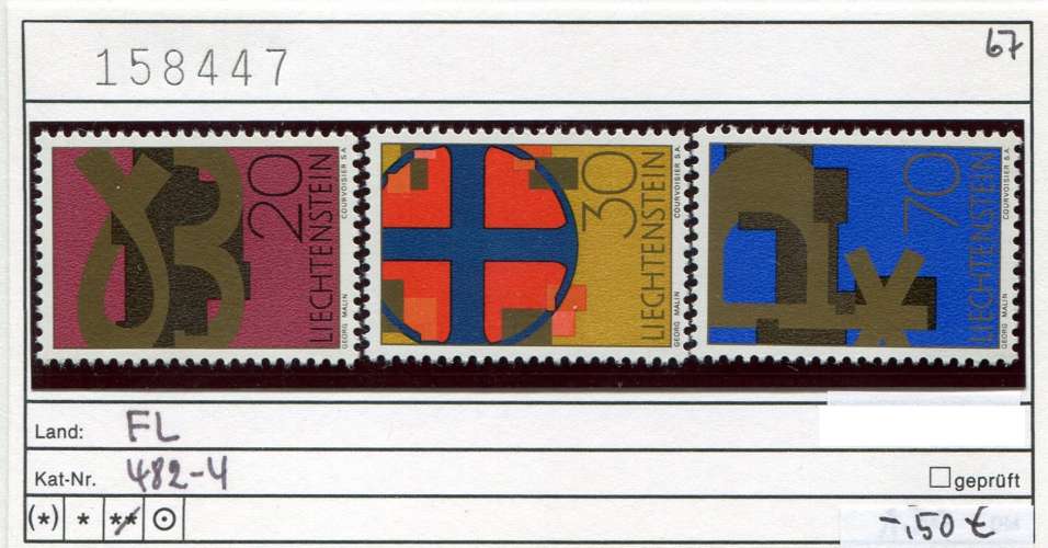 Liechtenstein 1967  - Michel 482-484 - ** neuf mnh - 