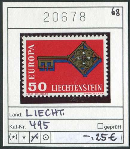 Liechtenstein 1968  - Michel 495 - ** neuf mnh - 