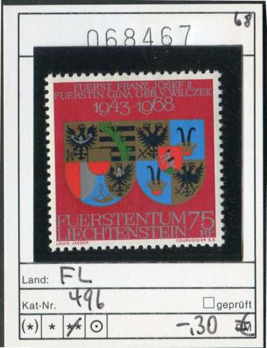 Liechtenstein 1968  - Michel 496 - ** neuf mnh - 