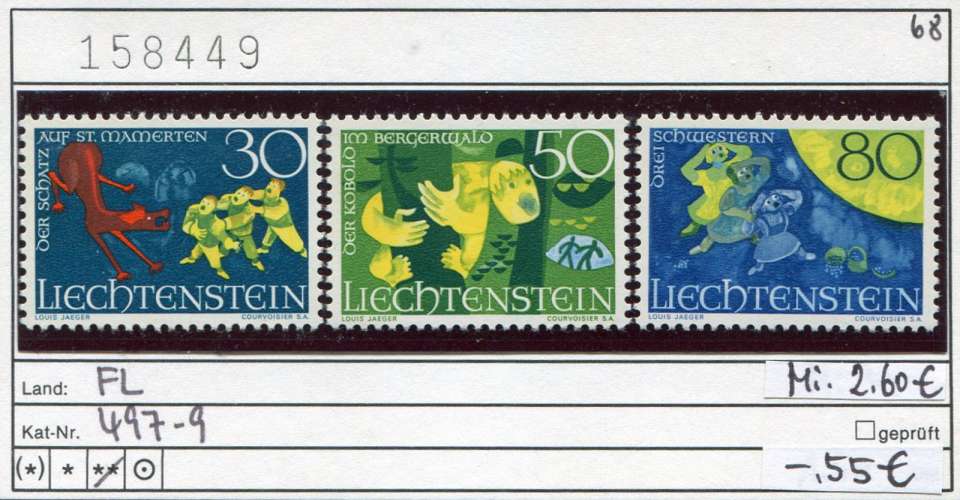 Liechtenstein 1968  - Michel 497-499 - ** neuf mnh - 