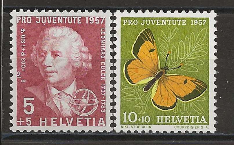 SUISSE ANNEE 1957 Y.T N°597-598 NEUF**  PAPILLONS