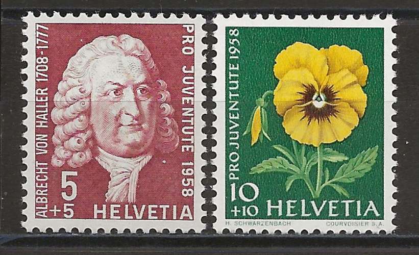 SUISSE ANNEE 1957 Y.T N°616-617 NEUF**  FLEURS