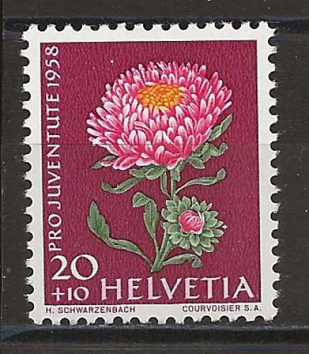 SUISSE ANNEE 1957 Y.T N°618 NEUF**  FLEURS