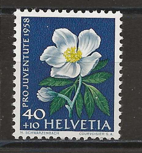 SUISSE ANNEE 1957 Y.T N°620 NEUF**  ROSES