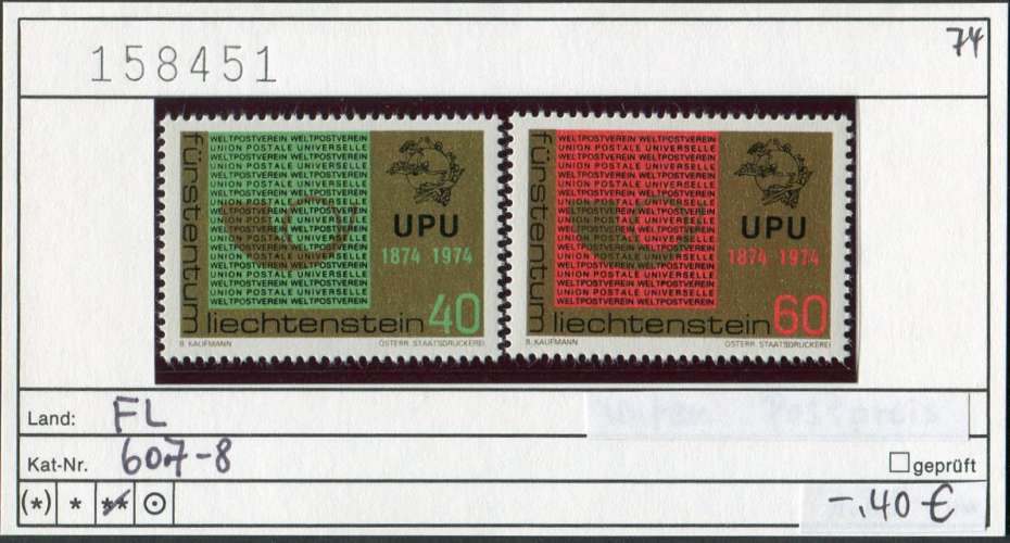 Liechtenstein 1974  - Michel 607-608 - ** neuf mnh - 