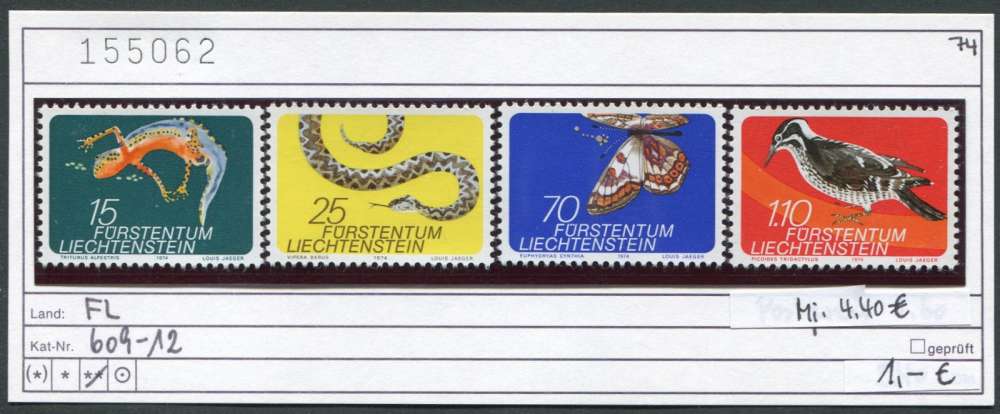 Liechtenstein 1974  - Michel 609-612 - ** neuf mnh - 