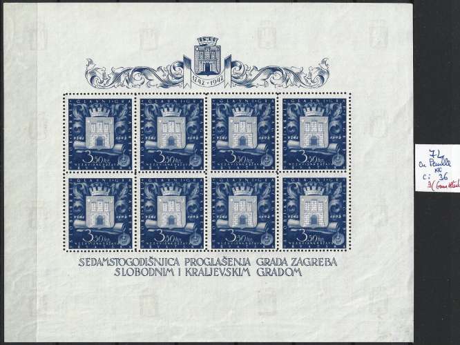 CROATIE 72 en feuille ** côte 36 € ( gomme en partie matifiée )