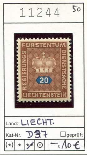 Liechtenstein 1950  - Michel Dienst / Service 37 - ** neuf mnh - 