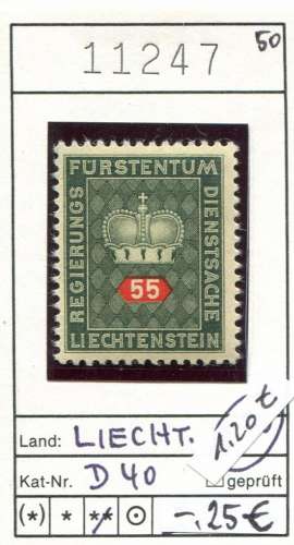 Liechtenstein 1950  - Michel Dienst / Service 40 - ** neuf mnh - 