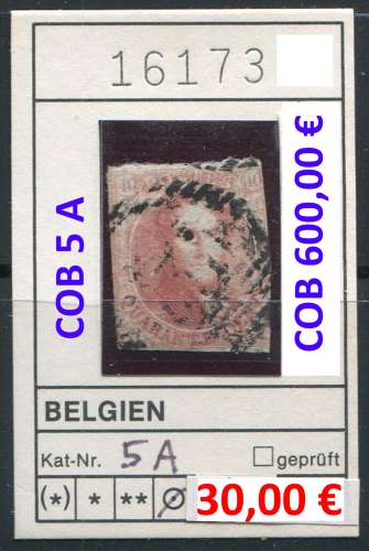 Belgique 1849 - Michel 5 A -  COB 5 A  - oo oblit.