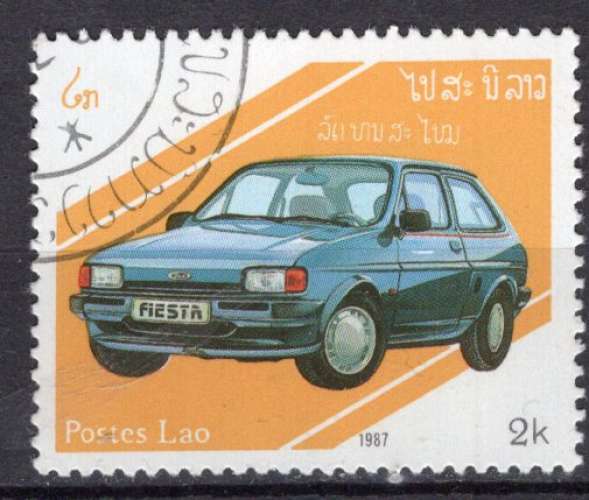 LAOS 1987 LES VOITURES MODERNES FORD FIESTA OBLITERE