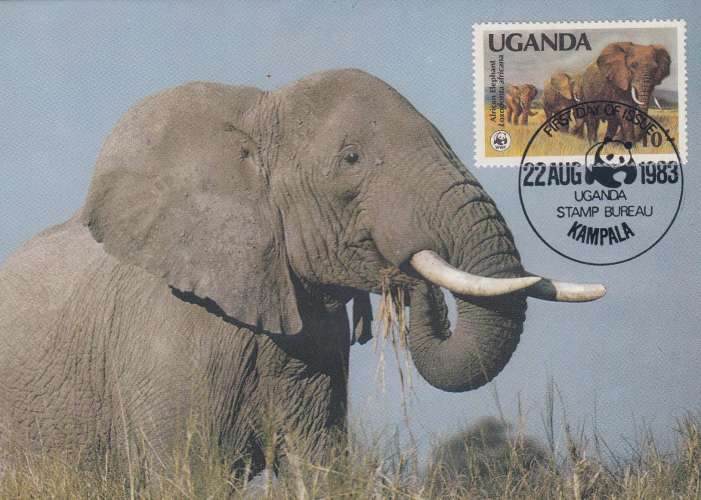 Ouganda 1983  Y&T  316/19  éléphants sur 4 CM